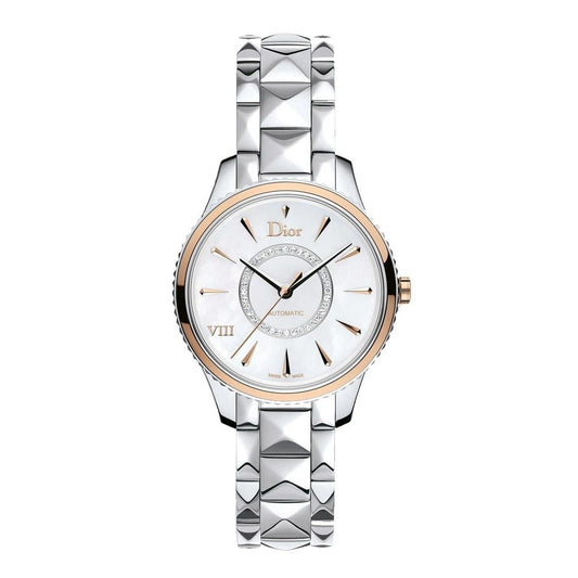 Dior CD1535I0M001 VIII Montaigne Silver Stainless Steel Mother of Pearl Diamond Dial Watch