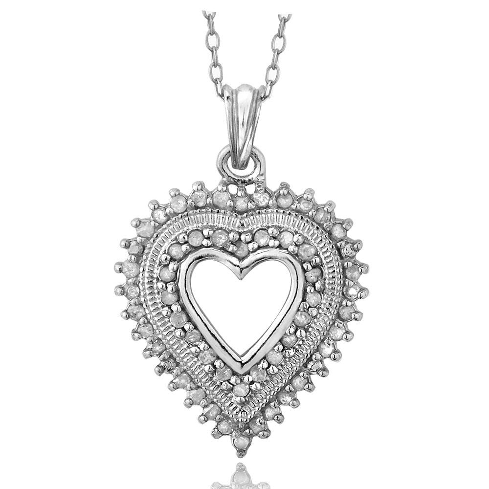 Sterling Silver 1/2ct Diamond Heart Necklace (IJ-I3)