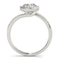 14k White Gold Halo Design Bypass Round Diamond Engagement Ring