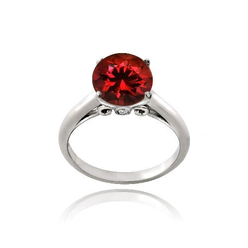 Sterling Silver 2.25ct Created Ruby Round Solitaire Ring