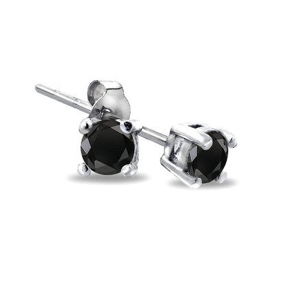 Sterling Silver 1/4 CT Black Diamond Stud Earrings