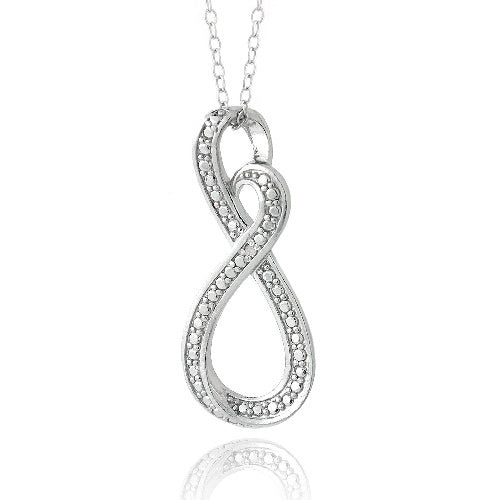 Sterling Silver Diamond Accent Infinity Heart Swirl Necklace