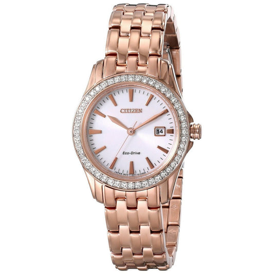 Citizen Eco-Drive EW1903-52A Ladies Silhouette Crystal Rose Goldtone Stainless Steel Watch