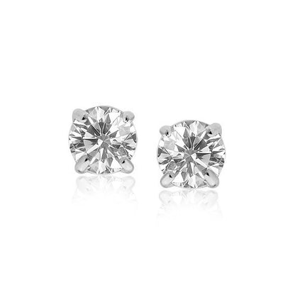 Sterling Silver 8.0mm Round CZ Stud Earrings