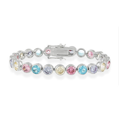 Sterling Silver Multi-Color CZ Tennis Bracelet