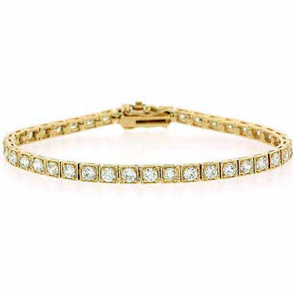 18K Gold over Sterling Silver CZ Square Tennis Bracelet