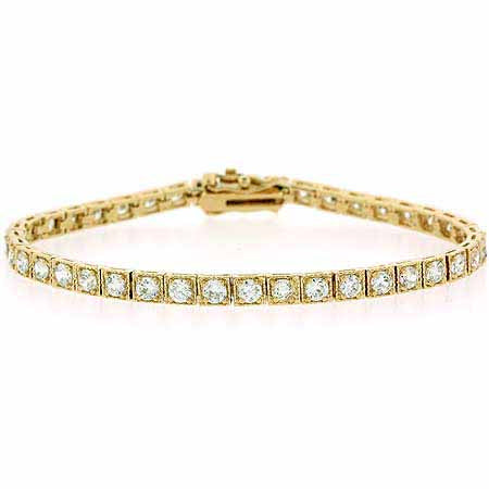 18K Gold over Sterling Silver CZ Square Tennis Bracelet