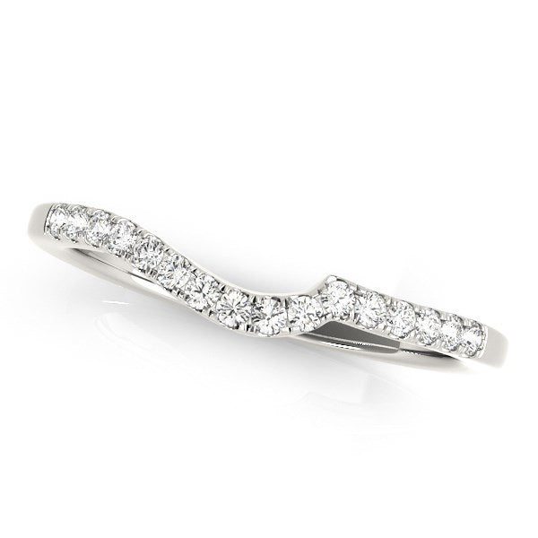 14k White Gold Curved Style Pave Diamond Wedding Ring (1/6 cttw)